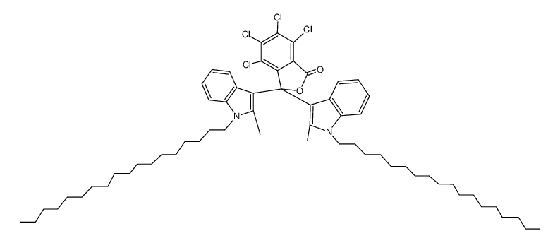 4,5,6,7-tetrachloro-3,3-bis-(2-methyl-1-octadecyl-indol-3-yl)-3H-isobenzofuran-1-one结构式