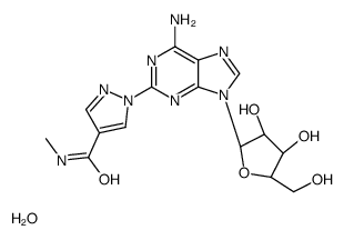 1-[6-amino-9-[(2R,3R,4S,5R)-3,4-dihydroxy-5-(hydroxymethyl)oxolan-2-yl]purin-2-yl]-N-methylpyrazole-4-carboxamide,hydrate Structure