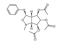 (1R,5S)-6-exo,7-endo,8-exo-triacetoxy-N-methyl-4-exo-phenylthio-3-oxa-2-azabicyclo<3.3.0>octane Structure