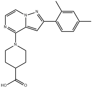 1-[2-(2,4-dimethylphenyl)pyrazolo[1,5-a]pyrazin-4-yl]piperidine-4-carboxylic acid structure