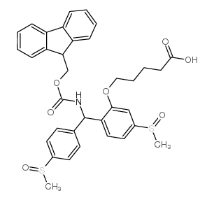 5-[2-[(9H-fluoren-9-ylmethoxycarbonylamino)-(4-methylsulfinylphenyl)methyl]-5-methylsulfinylphenoxy]pentanoic acid Structure