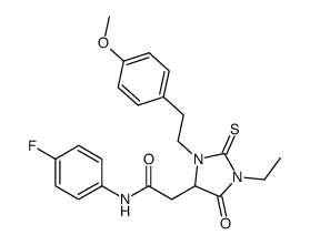2-[1-ethyl-3-[2-(4-methoxyphenyl)ethyl]-5-oxo-2-sulfanylideneimidazolidin-4-yl]-N-(4-fluorophenyl)acetamide Structure
