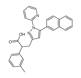 3-(5-naphthalen-2-yl-1-pyridin-2-yl-1H-pyrazol-3-yl)-2-m-tolyl-propionic acid Structure