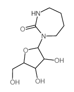 1-[3,4-dihydroxy-5-(hydroxymethyl)oxolan-2-yl]-1,3-diazepan-2-one结构式