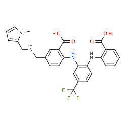 Benzoic acid,2-[[2-[(2-carboxyphenyl)amino]-5-(trifluoromethyl)phenyl]amino]-5-[[[(1-methyl-1H-pyrrol-2-yl)methyl]amino]methyl]-结构式