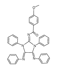 1,3-Diphenyl-2-(4-methoxybenzoylimino)-4,5-bis[phenylimino]imidazolidin Structure