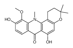 6,10-Dihydroxy-11-methoxy-3,3,12-trimethyl-1,2,3,12-tetrahydro-pyrano[2,3-c]acridin-7-one Structure