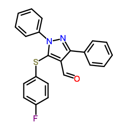 5-[(4-Fluorophenyl)sulfanyl]-1,3-diphenyl-1H-pyrazole-4-carbaldehyde Structure