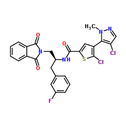 5-Chloro-4-(4-chloro-1-methyl-1H-pyrazol-5-yl)-N-[(2S)-1-(1,3-dioxo-1,3-dihydro-2H-isoindol-2-yl)-3-(3-fluorophenyl)-2-propanyl]-2-thiophenecarboxamide Structure