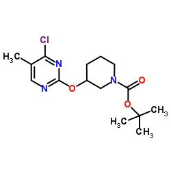 2-Methyl-2-propanyl 3-[(4-chloro-5-methyl-2-pyrimidinyl)oxy]-1-piperidinecarboxylate structure