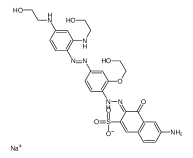 sodium,(3E)-6-amino-3-[[4-[[2,4-bis(2-hydroxyethylamino)phenyl]diazenyl]-2-(2-hydroxyethoxy)phenyl]hydrazinylidene]-4-oxonaphthalene-2-sulfonate Structure