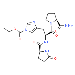 5-Oxo-L-Pro-1-(ethoxycarbonyl)-L-His-L-Pro-NH2 Structure