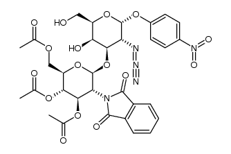 p-nitrophenyl 3,4,6-tri-O-acetyl-2-deoxy-2-phthalimido-β-D-glucopyranosyl-(1->3)-2-azido-2-deoxy-α-D-galactopyranoside结构式