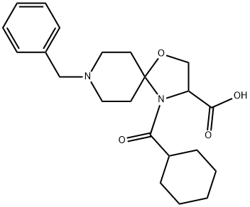 8-benzyl-4-cyclohexanecarbonyl-1-oxa-4,8-diazaspiro[4.5]decane-3-carboxylic acid Structure