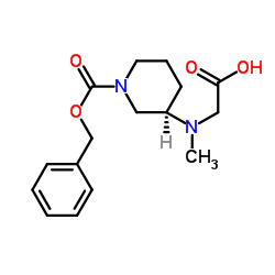 N-{(3R)-1-[(Benzyloxy)carbonyl]-3-piperidinyl}-N-methylglycine结构式