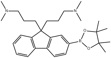 3,3'-(2-(4,4,5,5-tetramethyl-1,3,2-dioxaborolan-2-yl)-9H-fluorene-9,9-diyl)bis(N,N-dimethylpropan-1-amine) structure