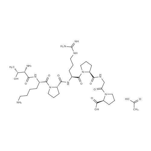 (S)-1-(2-((S)-1-((S)-2-((S)-1-((S)-6-氨基-2-((2S,3R)-2-氨基-3-羟基丁酰胺基)己酰基)吡咯烷-2-甲酰胺)-5-胍基戊酰基)吡咯烷-2-甲酰胺)乙酰基]吡咯烷-2-羧酸醋酸盐结构式