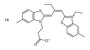 3-(2-carboxyethyl)-2-[2-[(3-ethyl-5-methyl-3H-benzothiazol-2-ylidene)methyl]but-1-enyl]-5-methylbenzothiazolium iodide结构式