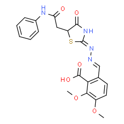 6-{2-[5-(2-anilino-2-oxoethyl)-4-oxo-1,3-thiazolidin-2-ylidene]carbohydrazonoyl}-2,3-dimethoxybenzoic acid结构式