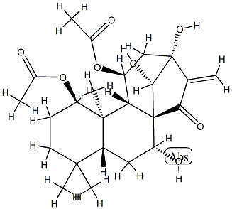 (14S)-1β,11β-Diacetoxy-7α,13,14-trihydroxykaur-16-en-15-one结构式