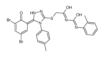 2-[[(5Z)-5-(3,5-dibromo-6-oxocyclohexa-2,4-dien-1-ylidene)-4-(4-methylphenyl)-1H-1,2,4-triazol-3-yl]sulfanyl]-N-[(2-methylphenyl)carbamoyl]acetamide Structure