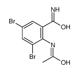 2-acetamido-3,5-dibromobenzamide Structure