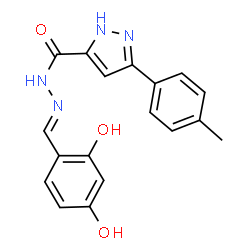 (E)-N-(2,4-dihydroxybenzylidene)-3-(p-tolyl)-1H-pyrazole-5-carbohydrazide Structure