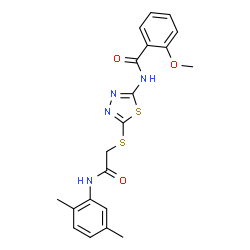 N-(5-((2-((2,5-dimethylphenyl)amino)-2-oxoethyl)thio)-1,3,4-thiadiazol-2-yl)-2-methoxybenzamide structure