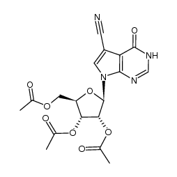 3,4-dihydro-4-oxo-7-(2,3,5-tri-O-acetyl-β-D-ribofuranosyl)pyrrolo[2,3-d]pyrimidine-5-carbonitrile结构式