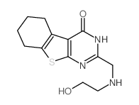 2-[(2-hydroxyethylamino)methyl]-5,6,7,8-tetrahydro-3H-[1]benzothiolo[2,3-d]pyrimidin-4-one结构式