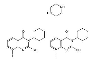 3-cyclohexyl-8-iodo-2-sulfanylidene-1H-quinazolin-4-one,piperazine结构式