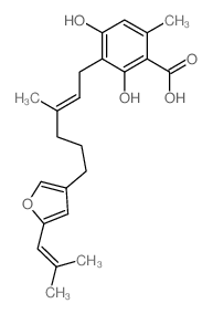 2,4-dihydroxy-6-methyl-3-[(E)-3-methyl-6-[5-(2-methylprop-1-enyl)furan-3-yl]hex-2-enyl]benzoic acid Structure