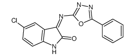 5-Chloro-3-(5-phenyl-1,3,4-oxadiazol-2-ylimino)-2-indolinone结构式