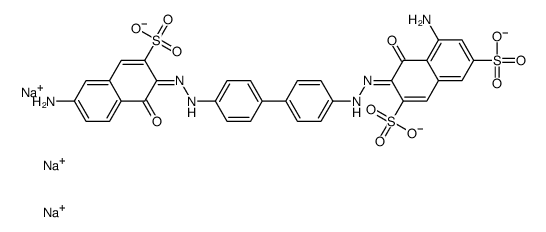 trisodium,(3Z)-5-amino-3-[[4-[4-[(2E)-2-(6-amino-1-oxo-3-sulfonatonaphthalen-2-ylidene)hydrazinyl]phenyl]phenyl]hydrazinylidene]-4-oxonaphthalene-2,7-disulfonate Structure