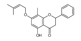 (2S)-5-hydroxy-8-methyl-7-(3-methylbut-2-enoxy)-2-phenyl-2,3-dihydrochromen-4-one结构式