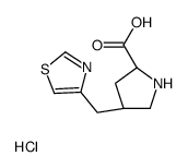 (2S,4S)-4-(THIAZOL-4-YLMETHYL)PYRROLIDINE-2-CARBOXYLIC ACID HYDROCHLORIDE结构式