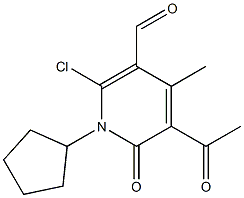 5-Acetyl-2-chloro-1-cyclopentyl-1,6-dihydro-4-methyl-6-oxo-3-pyridinecarboxaldehyde Structure