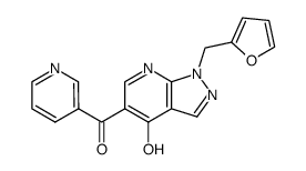 1-furfuryl-5-nicotinoyl-1H-pyrazolo[3,4-b]pyridin-4-one结构式