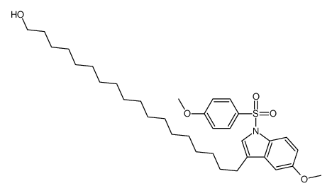 18-[5-methoxy-1-(4-methoxyphenyl)sulfonylindol-3-yl]octadecan-1-ol结构式