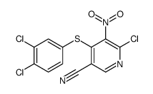 6-chloro-4-(3,4-dichlorophenyl)sulfanyl-5-nitropyridine-3-carbonitrile Structure