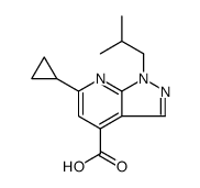 1H-Pyrazolo[3,4-b]pyridine-4-carboxylic acid, 6-cyclopropyl-1-(2-methylpropyl)结构式