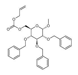 methyl 6-O-allyloxycarbonyl-2,3,4-tri-O-benzyl-α-D-glucopyranoside结构式