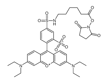 2-[3-(diethylamino)-6-diethylazaniumylidenexanthen-9-yl]-5-[[6-(2,5-dioxopyrrolidin-1-yl)oxy-6-oxohexyl]sulfamoyl]benzenesulfonate Structure