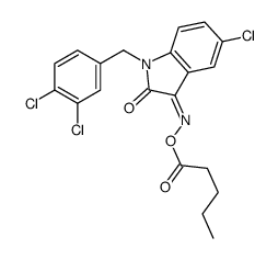 [(Z)-[5-chloro-1-[(3,4-dichlorophenyl)methyl]-2-oxoindol-3-ylidene]amino] pentanoate结构式