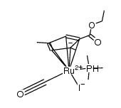 (η5-1-(CO2C2H5)-2,4-dimethylcyclopentadienyl)carbonyl(trimethylphosphine)ruthenium iodide结构式