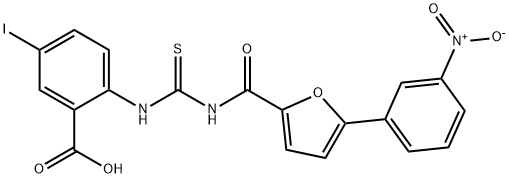 5-iodo-2-[[[[[5-(3-nitrophenyl)-2-furanyl]carbonyl]amino]thioxomethyl]amino]-benzoic acid结构式