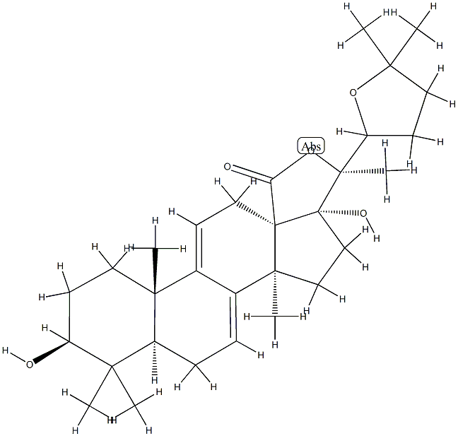 3β,17,20-Trihydroxy-22,25-epoxylanosta-7,9(11)-dien-18-oic acid γ-lactone structure