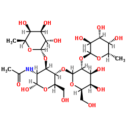 6-Deoxy-α-L-galactopyranosyl-(1->3)-[6-deoxy-α-L-galactopyranosyl-(1->2)-β-D-galactopyranosyl-(1->4)]-2-acetamido-2-deoxy-α-D-glucopyranose Structure
