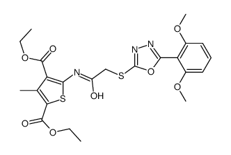 diethyl 5-[[2-[[5-(2,6-dimethoxyphenyl)-1,3,4-oxadiazol-2-yl]sulfanyl]acetyl]amino]-3-methylthiophene-2,4-dicarboxylate Structure