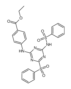 4-(4-benzenesulfonyl-6-benzenesulfonylamino-[1,3,5]triazin-2-ylamino)-benzoic acid ethyl ester Structure